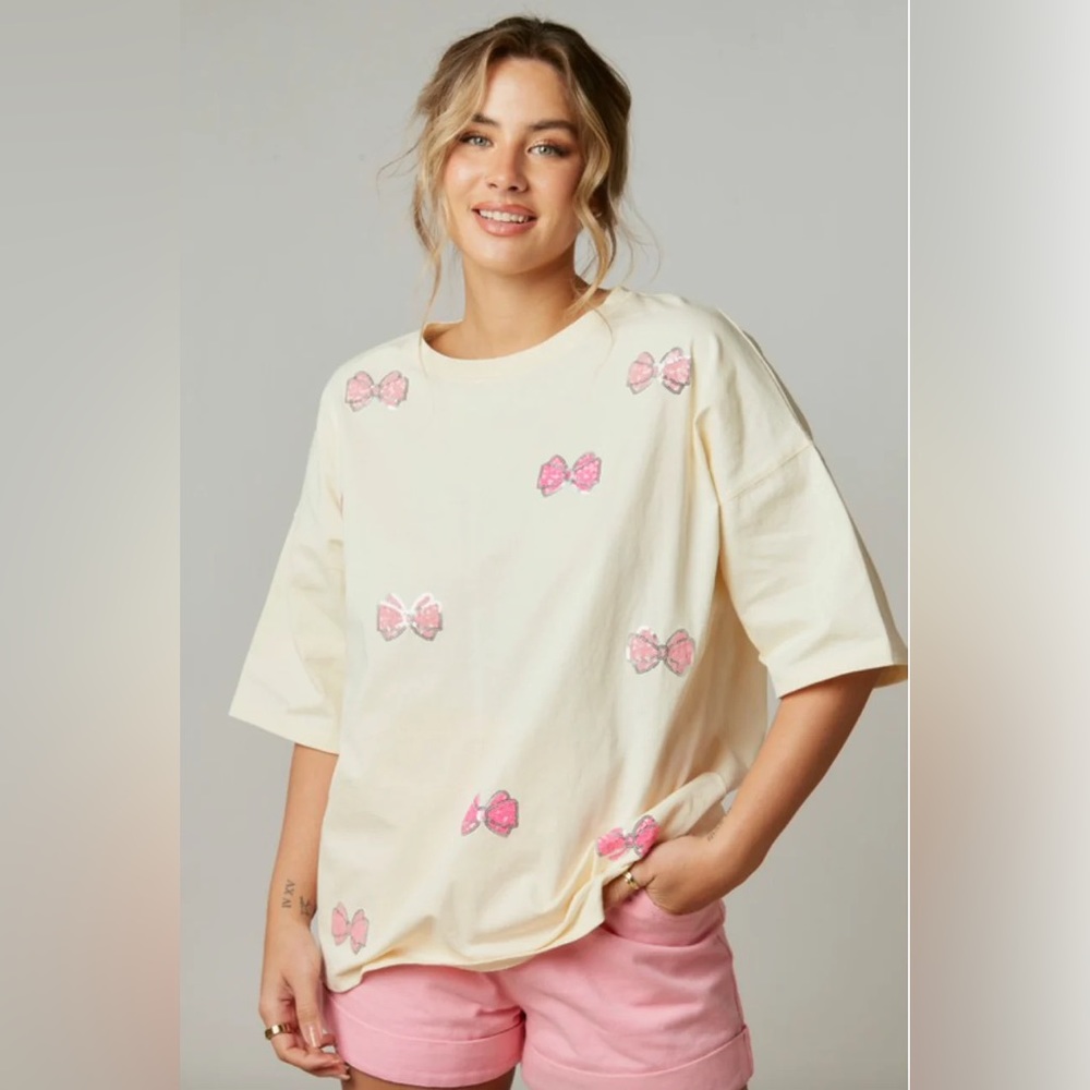 Sequin bow tee